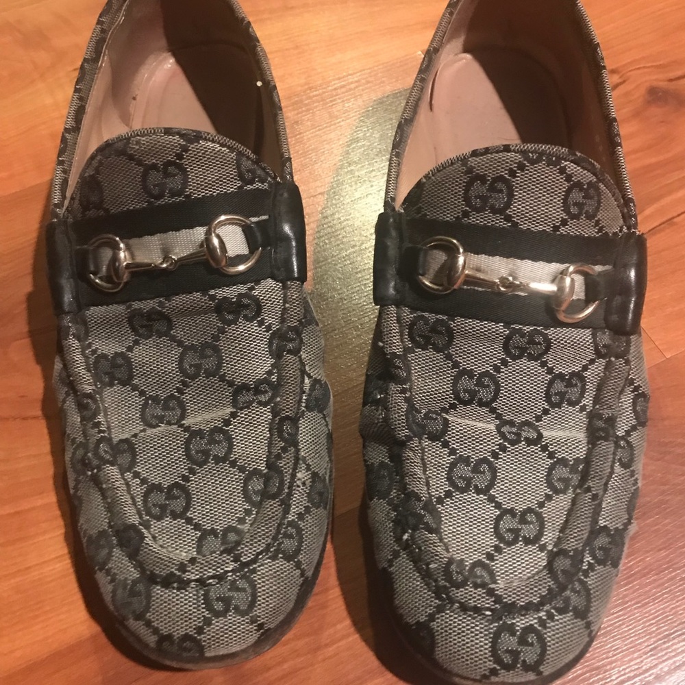 Authentic Gucci Monogram Horse bit Loafers Sz 9